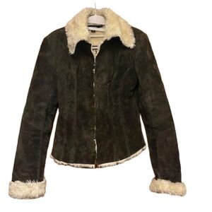 Express Leather Jacket Faux Fur Lined S/XS Winter Holiday Style snow Size 3/4